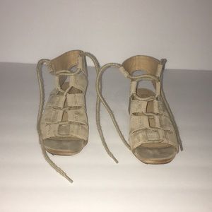 Tan lace up sandal heels